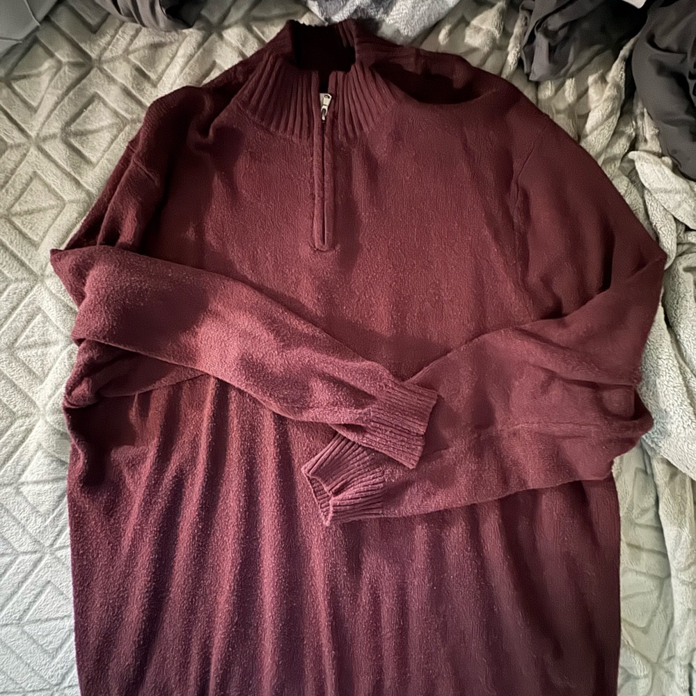 Croft & Barrow Men's Maroon Quarter-Zip Sweater size XXL TALL.